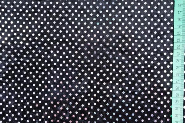 50x70 cm Zuschnitt Panne Samt Pailetten - Schwarz